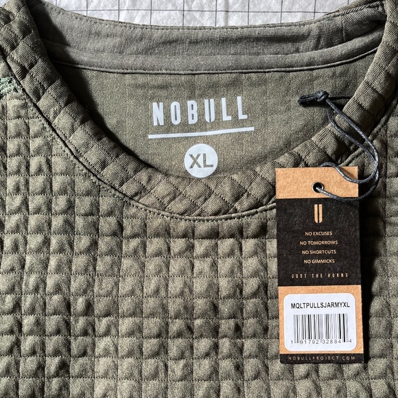NoBull Men's Army Green Quilted Crew Pullover NWT - Picture 2 of 2